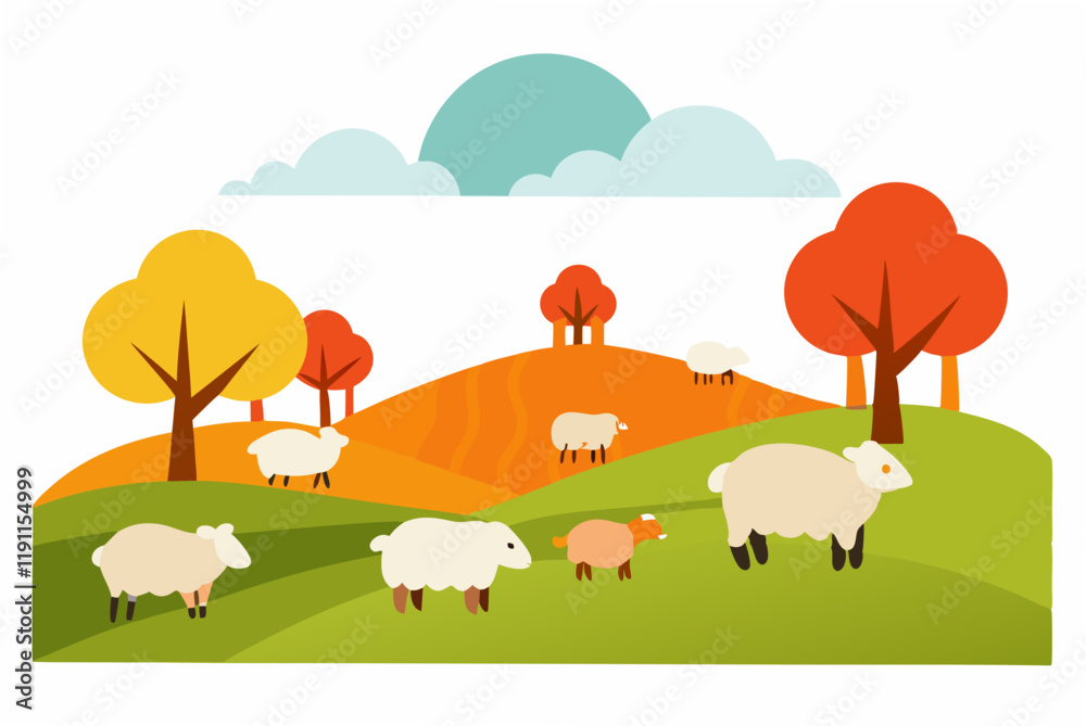 Fototapeta premium landscape with sheep