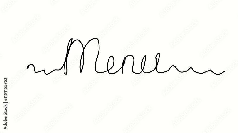 Menu text. One line drawing doodle hand drawn. Video 4k object illustration, minimalism hand drawn sketch design modern new Menu text. One line drawing doodle hand drawn. Video 4k object illustration, minimalism hand drawn sketch design modern new