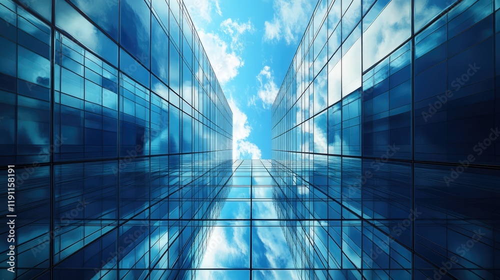 A modern architectural building with a large glass facade, A modern architectural building with a large glass facade,