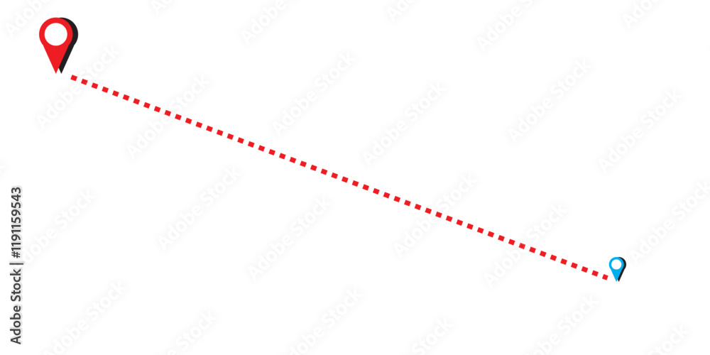 Route location icon, map pin sign and road or path, start and end journey symbol, illustration isolated on white background Route location icon, map pin sign and road or path, start and end journey symbol, illustration isolated on white background