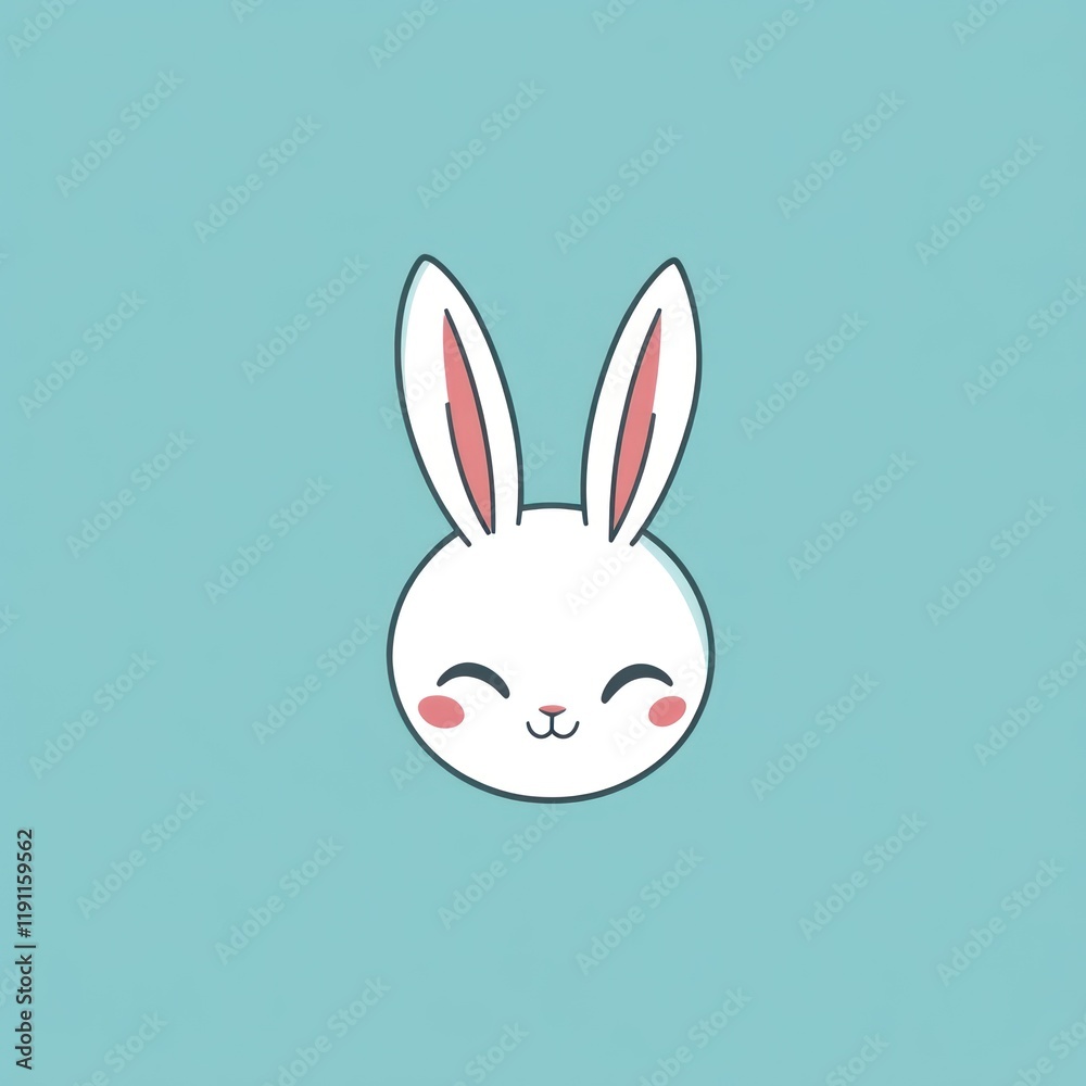 Cute bunny face, pastel background, spring design, children's book illustration Cute bunny face, pastel background, spring design, children's book illustration
