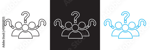 Question marks and people line icon.  isolated on white and black background. vector illustration. EPS 10