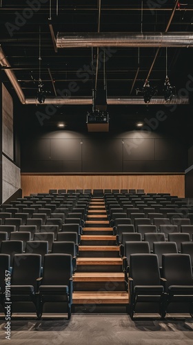 Modern Auditorium Interior with Empty Seats and Stage Visibility photo