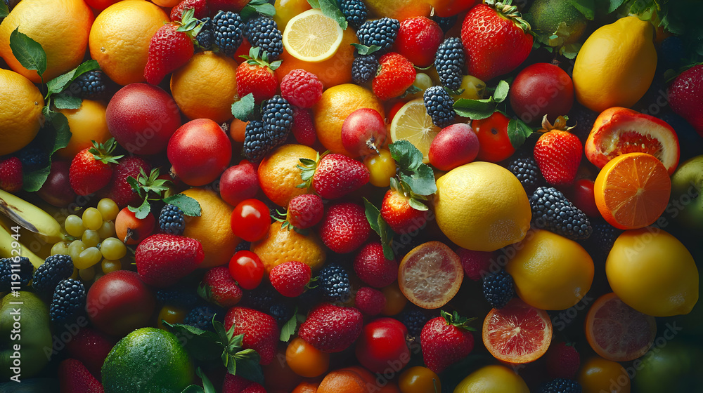 Colorful Fruit and Berry Mix Photo