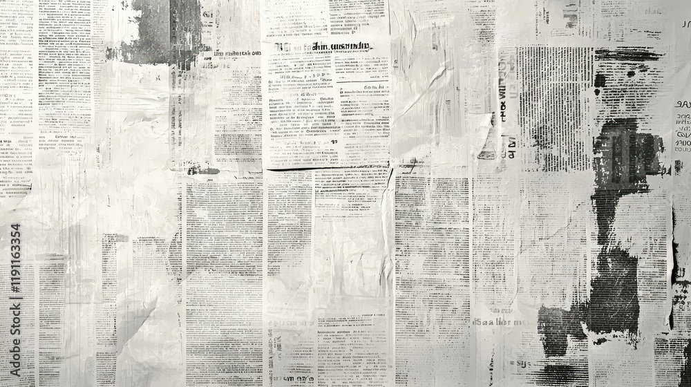 Textured Background of Old Newspaper Clippings in Grayscale Tones Textured Background of Old Newspaper Clippings in Grayscale Tones