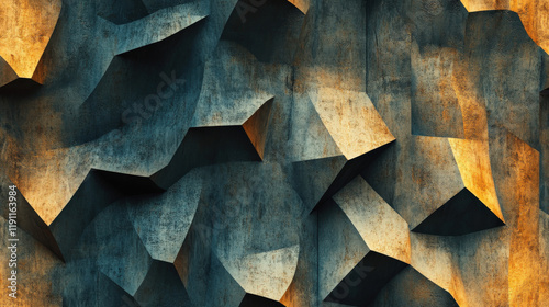 Textured surface with overlapping layers of slate, showcasing deep shadows and 3D effect. interplay of light and shadow creates dramatic visual impact photo