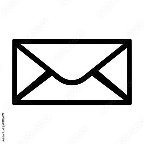 Minimalistic Envelope Icon with Bold Black Outlines for Versatile Vector Design