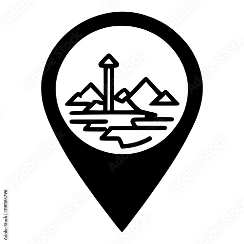 Minimalistic Location Pin Icon with Bold Black Outlines for Versatile Vector Design