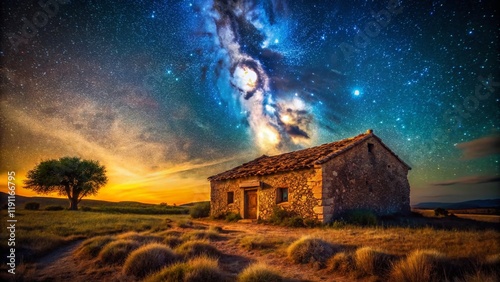 Vintage Photo: Starry Night over Lillo, Toledo Grazing House - Milky Way Galaxy photo