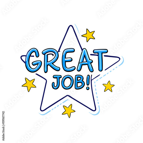 star with great job text vector icon, star with great job text vector illustration - simple illustration of star with great job text, perfect for logos and iconsstar with great job text 