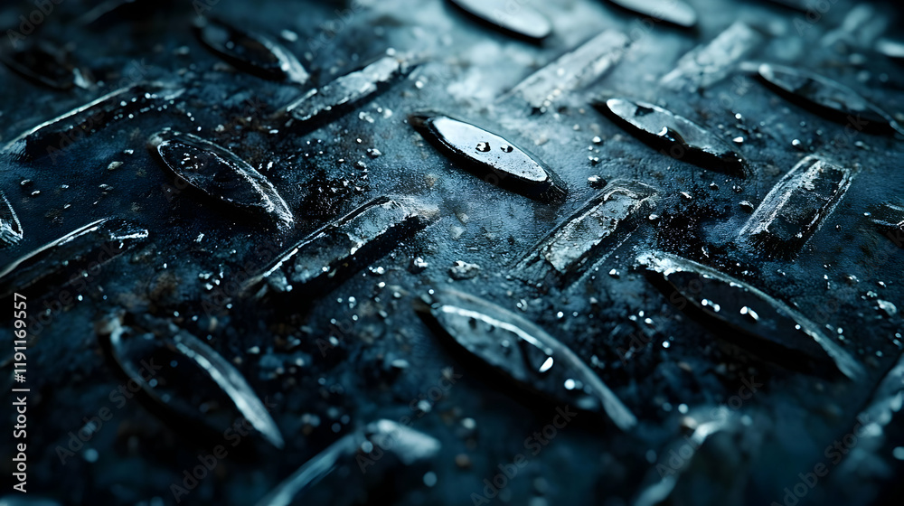 Close Up of a Metal Grating with Water Drops Photo Close Up of a Metal Grating with Water Drops Photo