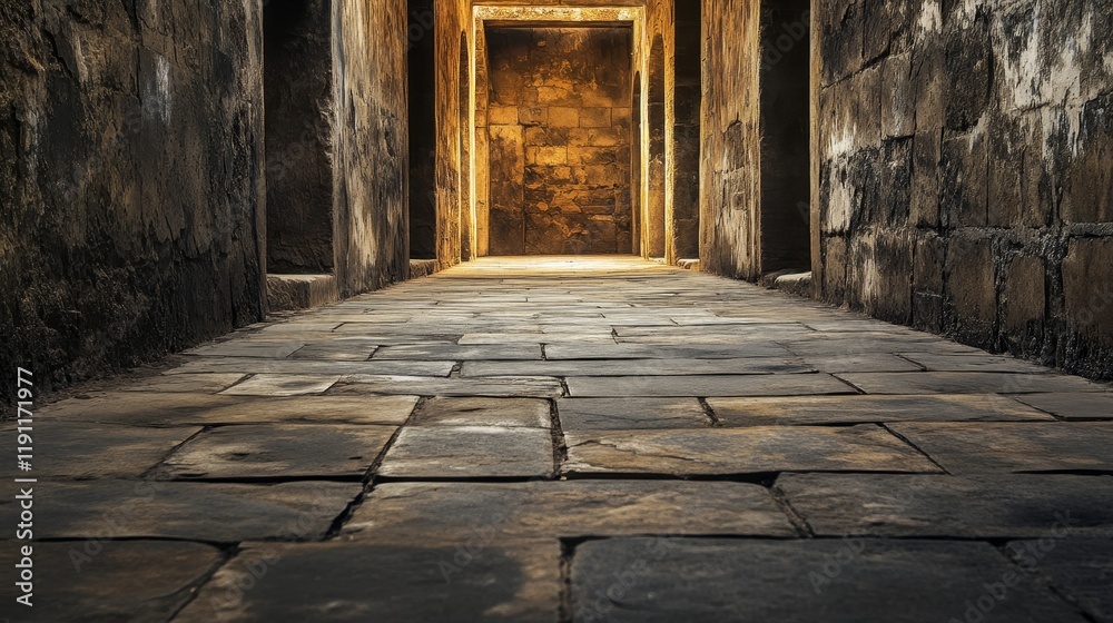 Obraz premium Dark empty ancient street composition background 