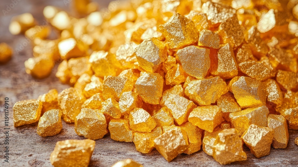 Luminous Gold Nuggets A Close-Up of Raw Gold Ore Luminous Gold Nuggets A Close-Up of Raw Gold Ore