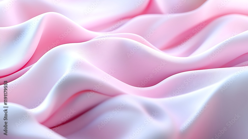 Fototapeta premium Abstract Pink Fabric Draped Softly Undulating Waves