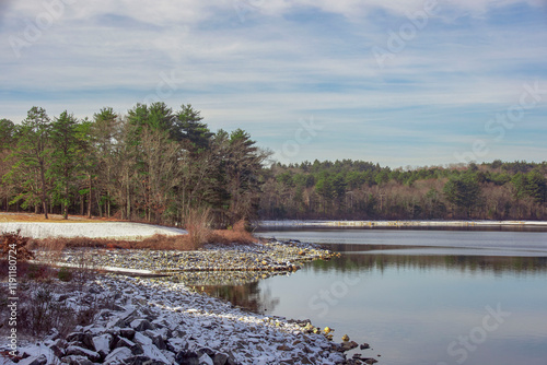 touch of snow  along the quabbin reservior photo