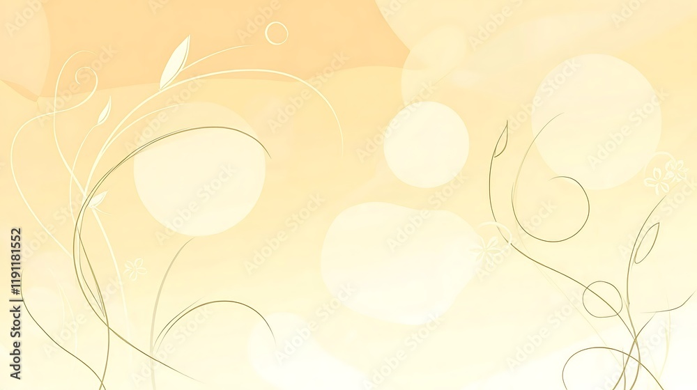 Abstract Floral Design With Pale Yellow Background Abstract Floral Design With Pale Yellow Background