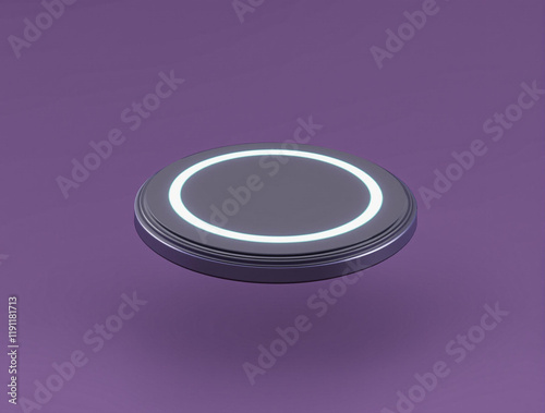 3D wireless charging pad on a purple background photo