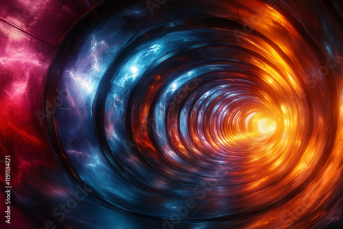 Abstract Time Warp: A colorful, surreal bar graph twisting through space and time, symbolizing moments bending and warping as if traveling through a time vortex, creating a visual time journey photo