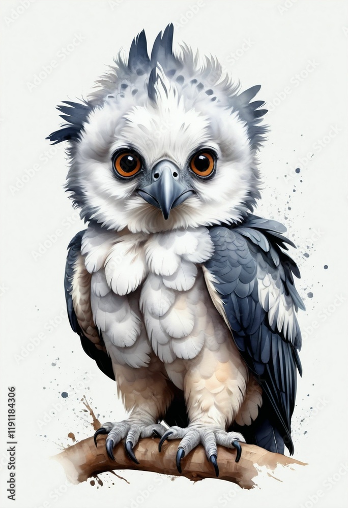 Obraz premium watercolor painting of harpy eagle