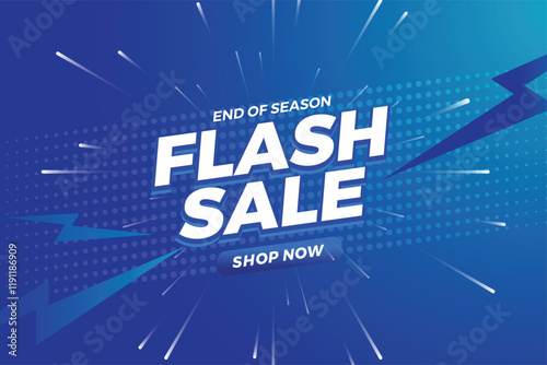 Flash Sale Shopping Poster or banner with Flash icon and 3D text on blue background. Flash Sales banner template design for social media and website. Special Offer Flash Sale campaign or promotion