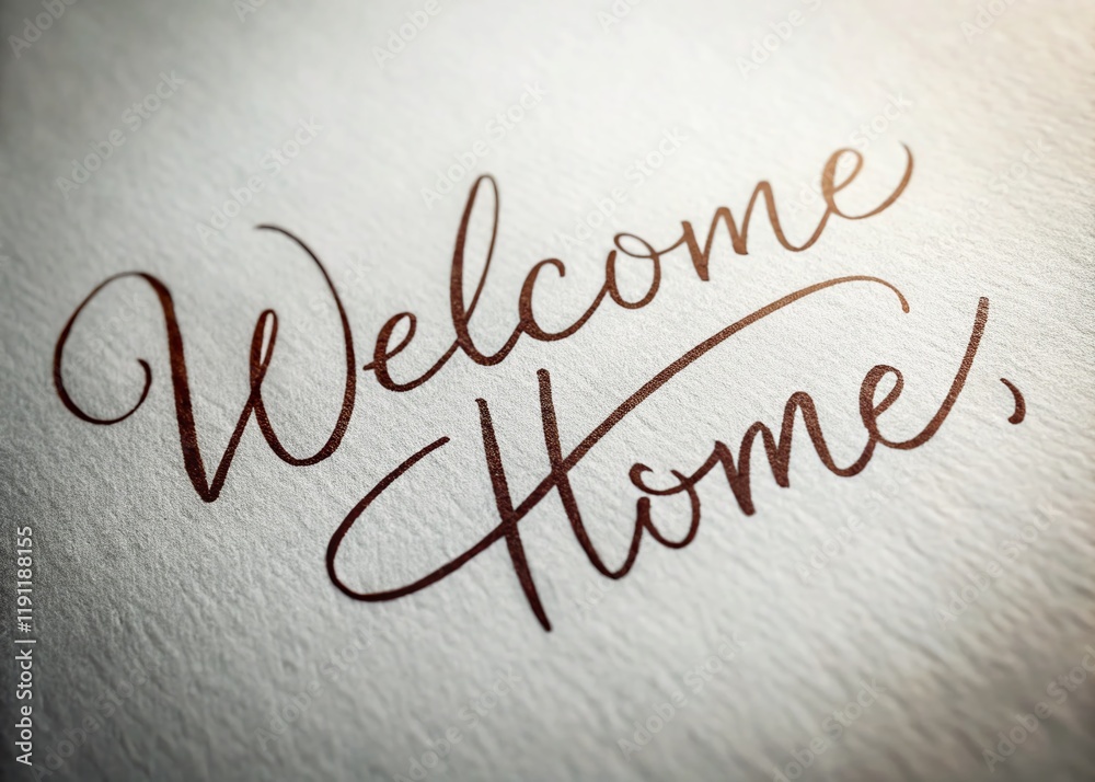 Welcome Home Handwritten Note - Authentic Documentary Style Stock Photo Welcome Home Handwritten Note - Authentic Documentary Style Stock Photo