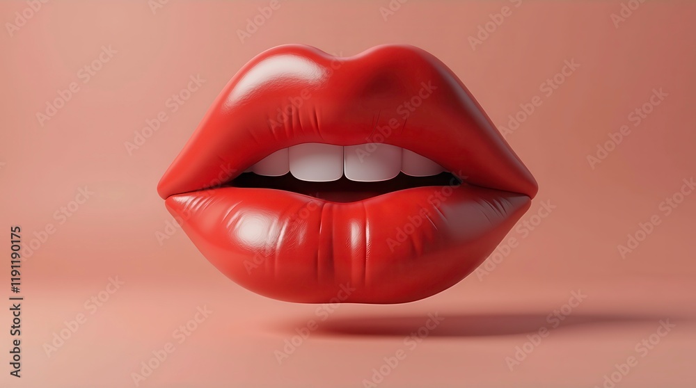 Obraz premium asset do beiço beijo 3D, rosa no com fundo branco