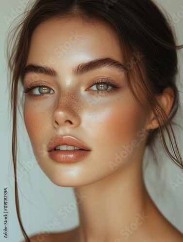 Close-up of a beautiful young woman's face.