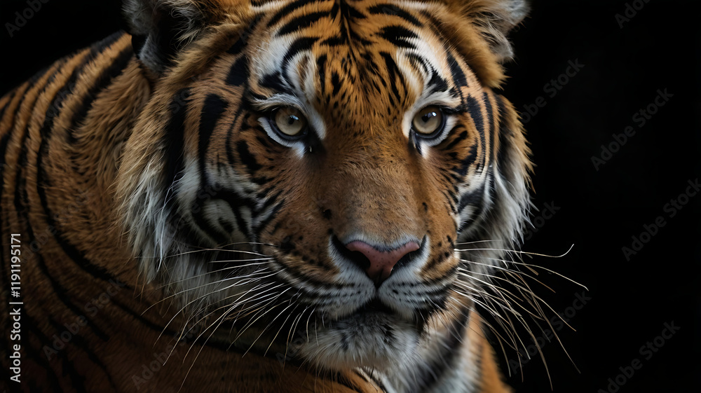 Fototapeta premium Tiger with a black background