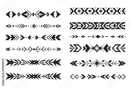Geometric dividers designed with symmetry and repeating shapes like triangles or diamonds are perfect for modern layouts or contemporary designs emphasizing balance.