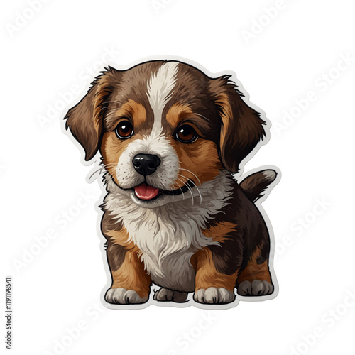 Cute cartoon dog sticker funny illustrations for kids