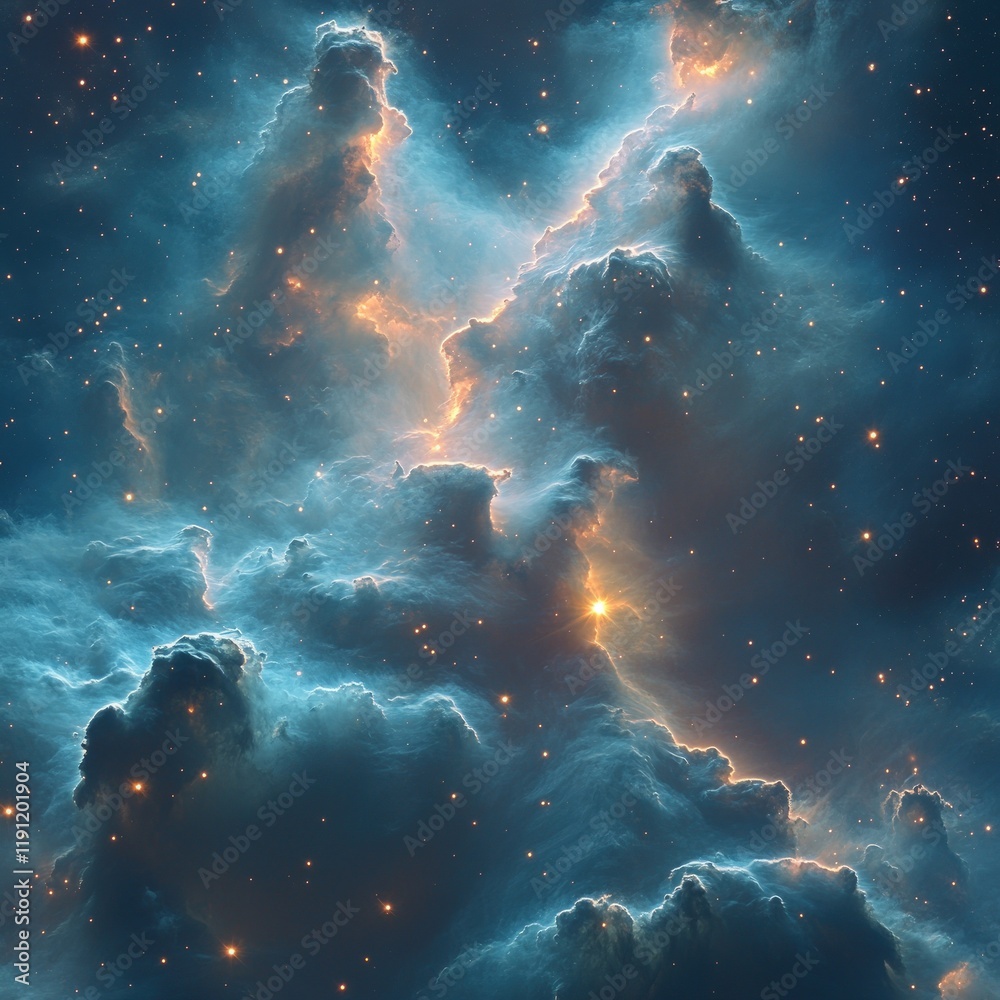 Obraz premium Cosmic clouds, stars, nebula, celestial beauty.