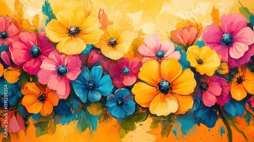 Vibrant Floral Arrangement on Bright Background