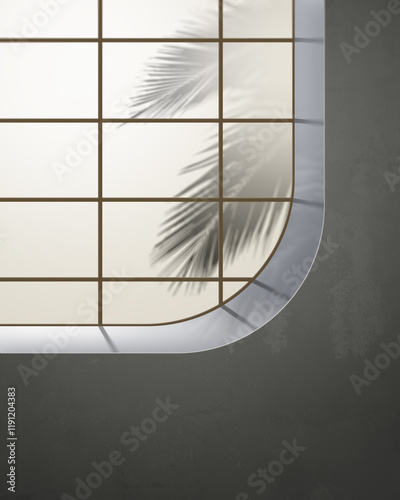 Glass window with a plant in background Backdrop for product display