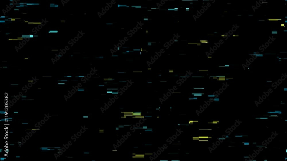 Digital glitch effect. Glitched lines and colorful rectangular shapes.