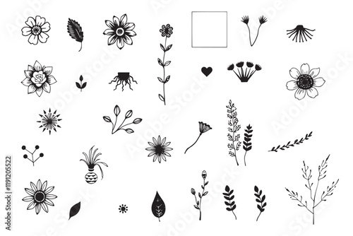 Hand-Drawn Ink Art Sticker Set, Perfect for Stationery and Branding