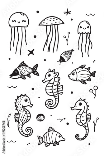 Cute underwater animals for ocean-themed designs