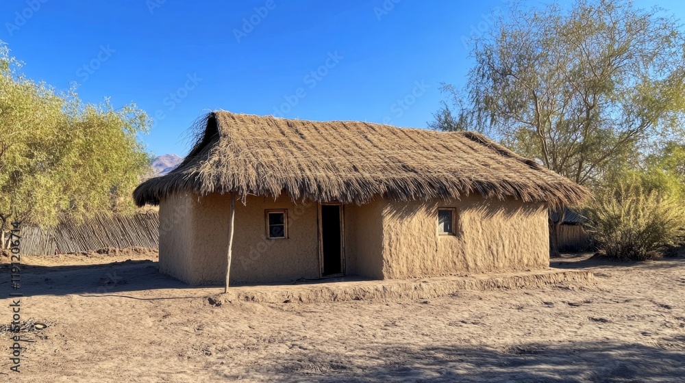 Ancient Mud Hut in the Desert Landscape Ancient Mud Hut in the Desert Landscape