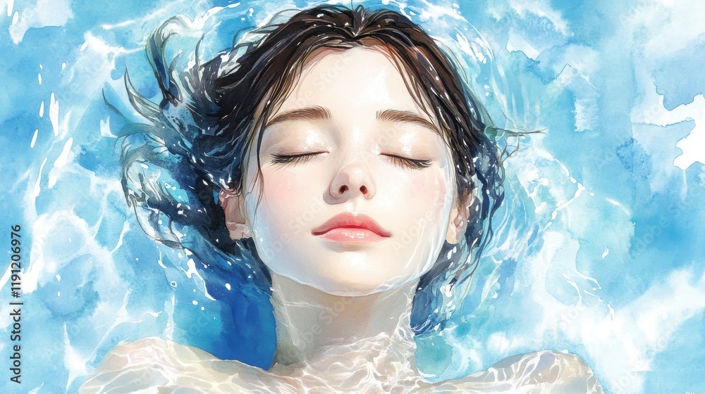 Serene Woman Floating in Clear Water Serene Woman Floating in Clear Water