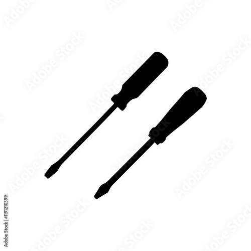 Two hand screw driver silhouette vector illustration design on white background.