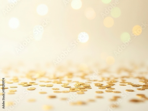 Golden Confetti Falling, Festive Background