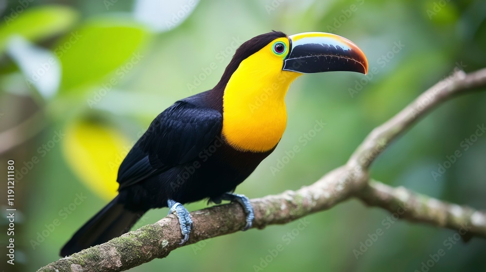 Obraz premium A Yellow Throated Toucan Perched On A Branch