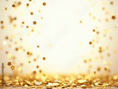 Golden Confetti Falling, Festive Background