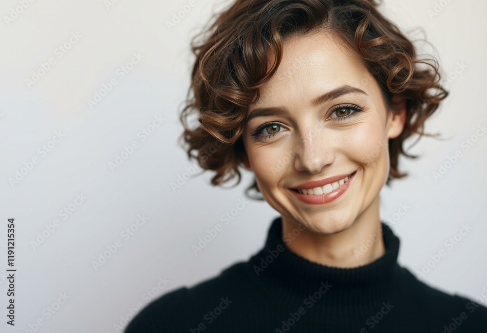 Fototapeta premium Portrait of a woman with short hair and gentle smile