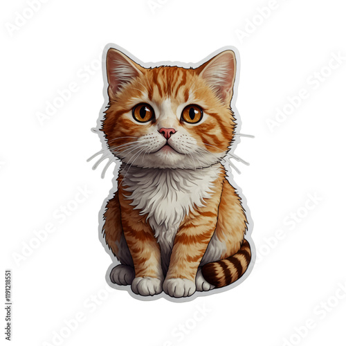 Cute cartoon cat sticker funny illustrations for kids