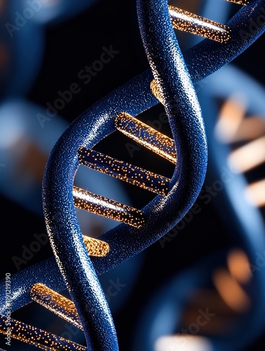 A close-up view of a DNA double helix showcasing its intricate structure. photo