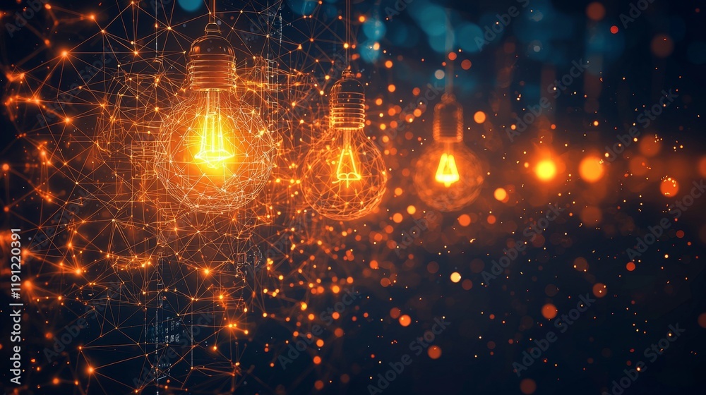 Fototapeta premium Innovative business concept map with interconnected elements and light bulb design for creative strategy planning