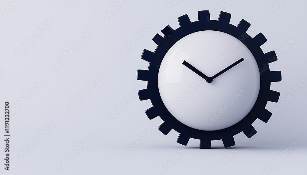 A sleek, modern clock designed within a gear setup, symbolizes time management and mechanical precision. A sleek, modern clock designed within a gear setup, symbolizes time management and mechanical precision.
