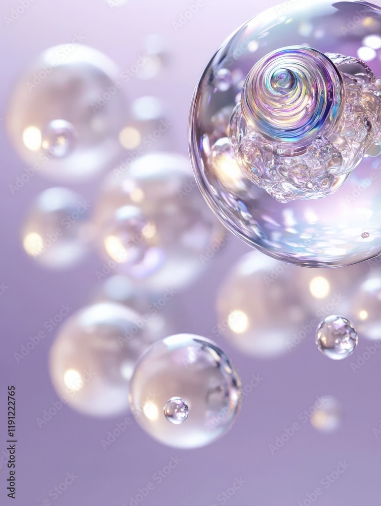 Naklejka premium Shimmering Spheres: A Microscopic Dance