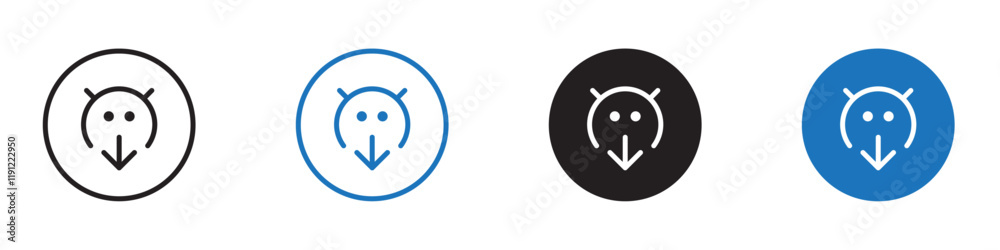Android download icon Flat line symbol Android download icon Flat line symbol