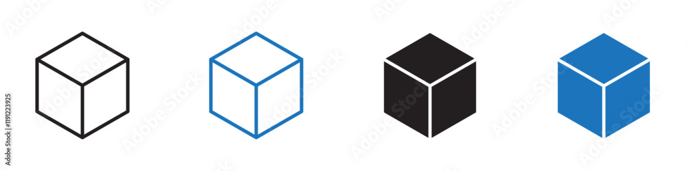Box icon Flat line symbol Box icon Flat line symbol